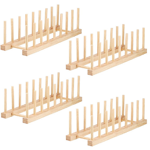 4 pack Bamboo Dish Drainer Bamboo Plate Stand Bamboo Rack Kitchen Draining Board Draining Board Storage Holder