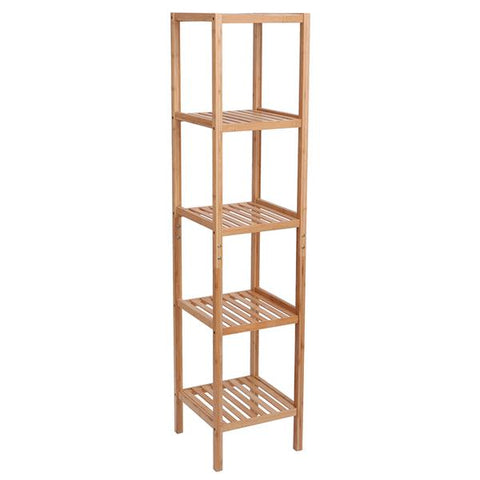 100% Bamboo Bathroom Shelf 5-Tier Multifunctional Storage Rack Shelving Unit 146*33*33cm Natural